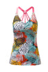 Floral Printed Strappy Racerback Tankini Swim Top